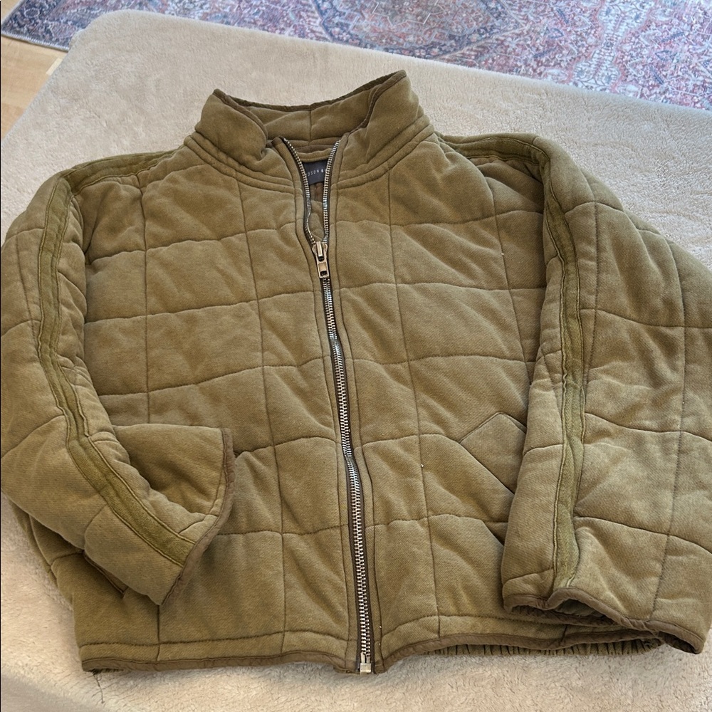 Women's Olive Quilted Bomber Jacket